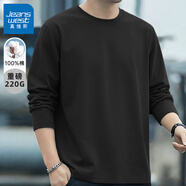 真維斯（Jeanswest） 日系t恤男長(cháng)袖春秋季純棉男士圓領(lǐng)打底衫休閑青少年寬松大碼體恤 黑#ZS純色 L 【多色可選,搭配無(wú)憂(yōu)】