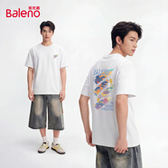 班尼路（Baleno）短袖男夏季美式潮牌學(xué)生休閑百搭純棉t恤男重磅寬松情侶半袖上衣
