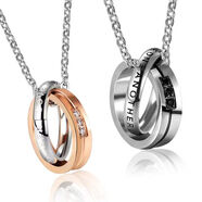 純銀圓環(huán)吊墜足銀999環(huán)環(huán)相扣項鏈男女王一博同款項鏈情侶款禮物 合愛(ài) 情侶款一對