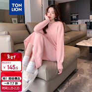 唐獅（TonLion）2024連衣裙女款韓版溫柔淑女風(fēng)針織連帽長(cháng)裙ins潮 珊瑚粉 M 