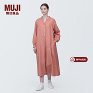MUJI女式 木棉混雙層紗織長(cháng)袖連衣裙長(cháng)裙裙子襯衫裙 BC2IOC4S 煙熏橙色 M 160/84A