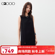 G2000【多面彈性/商場(chǎng)新款】女裝FW25柔軟舒適百搭開(kāi)叉無(wú)袖連衣裙 柔軟彈力-無(wú)袖圓領(lǐng)黑色 XS （32）
