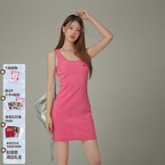 CHUU無(wú)袖連衣裙女2025秋季新品修身顯瘦背心裙辣妹個(gè)性磨破短裙 玫粉色 均碼