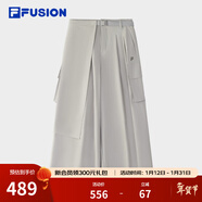 FILA FUSION斐樂(lè )潮牌女裝褲冬季新款時(shí)尚休閑寬松工裝褲裙褲 霧凇灰-MG S 160/62A/S