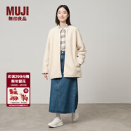 MUJI女式 長(cháng)毛抓絨 大衣 長(cháng)袖冬季款 羊羔絨外套外衣 女裝 BB2QPA4A 象牙色 S (155/80A)