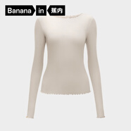 蕉內（Bananain）【劉浩存同款】熱皮501+女士保暖衣內搭長(cháng)袖T恤肌底衣打底衫秋冬 【一字領(lǐng)】燕麥奶 L
