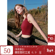 三彩2025秋款短款修身針織衫背心無(wú)袖毛衣免穿bra套頭衫M 車(chē)厘子紅 S 155/80A 此款尺寸偏大，建議拍小一碼