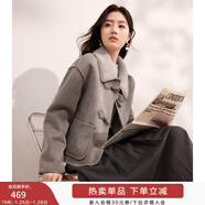 香影牛角扣麂皮絨外套女2025年冬季新款羊羔毛風(fēng)皮毛一體短款大衣 灰色 W844025 L
