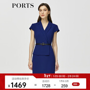 PORTS寶姿春夏女裝假兩件包臀連衣裙ALM8D180KWB008 深海藍-1 XL (10)