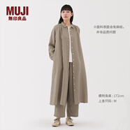 MUJI女式 漢麻水洗長(cháng)袖襯衫連衣裙 女裝裙子長(cháng)裙25年夏季寬松BC2N5A5S 淡黃色 L （165/88A）