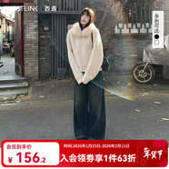 西遇（Westlink）毛毛領(lǐng)純色短款外套女2025年冬季新款加厚保暖韓系寬松上衣 米白色 M (160)