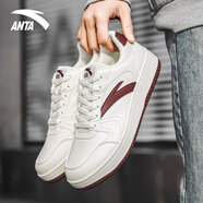 安踏（ANTA）元年2板鞋男2026春季新款潮流百搭增高厚底青少年運動(dòng)休閑小白鞋 【元年】象牙白/絳紅色 39