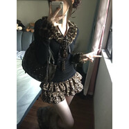 小紅書(shū)現貨美式覆古純欲辣妹顯瘦雪紡裙蛋糕裙蓬蓬裙豹紋短裙 豹紋半身裙 XS