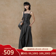 西町村屋（SETIROM）暈染感印花抹胸上下套女夏季新款復古百搭套裝XAAB10351 深灰 均碼