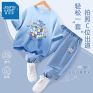 真維斯男童套裝夏裝敖丙兒童服裝哪吒純棉短袖t恤牛仔防蚊褲子時(shí)髦童裝 【吊染短袖+天絲防蚊褲】20 120 【推薦體重37-45斤】