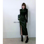 俏博萊輕成熟風(fēng)格底褲襯衫裙套裝女裝法國小眾街頭皮裙兩件套冬季2023新 黑色打底衫+黑色半身裙【顯瘦梨形身材減齡茶系洋氣休 S