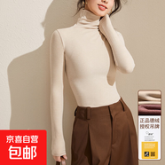 灰色冬季緊身上衣女內搭加絨加厚保暖絕美漂亮正肩德絨高領(lǐng)打底衫 卡其色 S