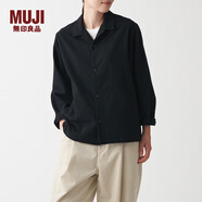 MUJI 男女通用法蘭絨開(kāi)領(lǐng)襯衫長(cháng)袖休閑百搭襯衣外套純棉全棉ACA71A1A 黑色 XXS-XS 150/72A