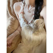 快津KUAIJIN2026夏季純欲風(fēng)大露背掛脖吊帶印花雪紡連衣裙女海邊仙女 長(cháng)裙綁帶仙女連衣裙【高品質(zhì)】高質(zhì)量 S