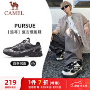 駱駝（CAMEL）追尋復古慢跑步男鞋厚底休閑運動(dòng)鞋子 K14B09L7051 黑/銀灰 43