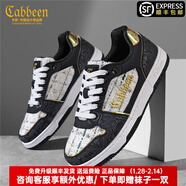 卡賓男鞋冬季新款馬年限定紅色高級感鞋子男低幫百搭休閑板鞋輕奢潮鞋 黑金色 38