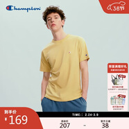 Champion冠軍短袖男26春季新款純棉經(jīng)典款T恤女休閑 淺黃色   XL   