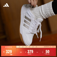 adidas ENTRAP美式校園風(fēng)運動(dòng)少年感復古籃球風(fēng)板鞋男女阿迪達斯 白/金色   37