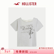 HOLLISTER美式潮流甜美棉質(zhì)露背舒適短袖T恤25夏女裝357-5003 淺灰色 XS (160/80A)