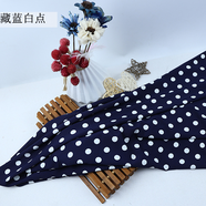 合彩美 彈力點(diǎn)子雪紡布料印花圓點(diǎn)不透雪紡女裝波點(diǎn)條紋連衣裙服裝面料X 1.5公分藏藍白點(diǎn)/米