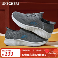 斯凱奇（Skechers）男鞋Slip ins閃穿鞋休閑鞋輕便跑步鞋運動(dòng)鞋232466 男款-炭灰色/藍色/CCBL 39.5
