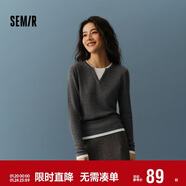 森馬（Semir）森馬毛衣女短款假兩件含羊毛針織衫24冬新款保暖內搭109724107015