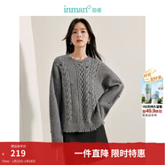 茵曼（INMAN）2025秋冬女裝新款簡(jiǎn)約通勤氣質(zhì)套頭毛衣季釘珠圓領(lǐng)寬松針織衫 優(yōu)雅灰 M