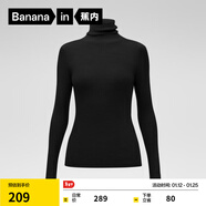 蕉內（Bananain）熱皮701+女士毛衣羊毛收腰顯瘦保暖高領(lǐng)堆堆領(lǐng)打底衫女裝針織衫 黑色 L
