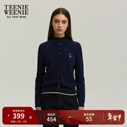 Teenie Weenie小熊女裝簡(jiǎn)約針織衫女秋冬針織開(kāi)衫罩衫短外套上衣 藏青色 S (160)