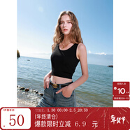 三彩2025秋款短款修身針織衫背心無(wú)袖毛衣免穿bra套頭衫M 經(jīng)典黑 L 165/88A 此款尺寸偏大，建議拍小一碼