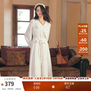 兩三事黑色長(cháng)袖連衣裙女春季新款新中式長(cháng)裙法式復古裙子夜聽(tīng)朝云 白色預售 M