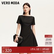 VEROMODA新品連衣裙女2025秋冬新款純色圓領(lǐng)收腰短袖新品連衣裙優(yōu)新年過(guò)年 黑色 M