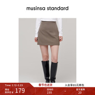 MUSINSA STANDARD韓國春季女士A字裙短裙高腰顯瘦通勤半身裙 米色(UI) L