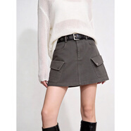 百家好（Basic House）百家好工裝半身裙女春季新款韓版百搭休閑顯瘦短裙高腰a字包臀裙 軍綠色 S