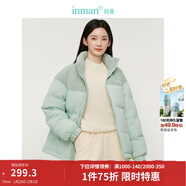 茵曼（INMAN）新款燈芯絨2025冬季季百搭休閑立領(lǐng)拼接撞色面包服外套羽絨服 淺青色 M