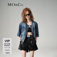 MO&Co.精致金扣中袖短款復古牛仔夾克外套薄款設計感小眾摩安珂 牛仔藍色-第2批 S 160