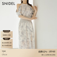 SNIDEL2025春夏優(yōu)雅露肩流蘇收腰掛脖印花連衣裙SWFO251123 淺藍色 S (0)