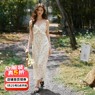 Olrain【5折】吊帶碎花連衣裙夏季女裝浪漫優(yōu)雅長(cháng)裙子度假沙灘裙 波點(diǎn) L