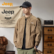 JEEP時(shí)尚小立領(lǐng)夾克復(fù)古工裝牛仔外套男2025秋季休閑百搭男開(kāi)衫