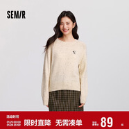 森馬（Semir）史努比系列毛衣女冬彩點(diǎn)含羊毛插肩袖繡花圓領(lǐng)套頭衫101724107025