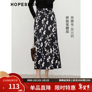 紅袖【墨染畫(huà)卷】絲絨半身裙秋季2024新款女裝寬腰垂感顯瘦復古碎花裙 黑底花658 M