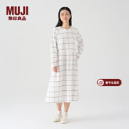 MUJI女式 法蘭絨抽褶連衣裙 美拉德純棉起毛寬松長(cháng)裙子秋冬 BC08CC3A 原色格紋 XL 165/92A