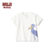 MUJI MUJI 嬰童 天竺編織 印花T恤 兒童童裝  CCG01A2S 鯨頭鸛 80