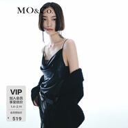 MO&Co.【NOIR系列】吊帶重工燙金雪紡刺繡蕩領(lǐng)露背背心摩安珂 黑色 S 160