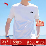 安踏（ANTA）棉T短袖t恤男女同款夏季親膚透氣簡(jiǎn)約純色情侶款打底衫上衣內搭 【小logo】雪花白-1 S